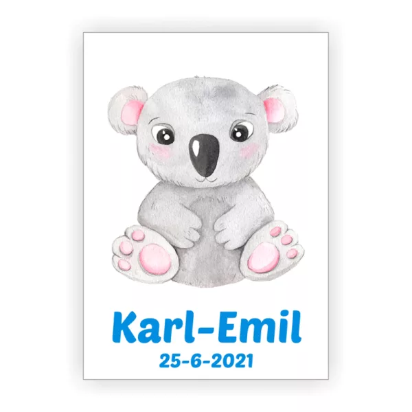 Plakat med navn - Koala