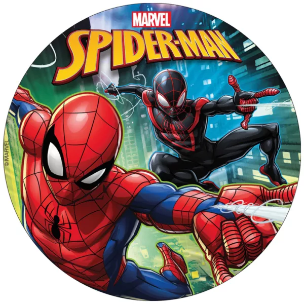 Spiderman rundt sukkerprint 19 cm - God og Ond