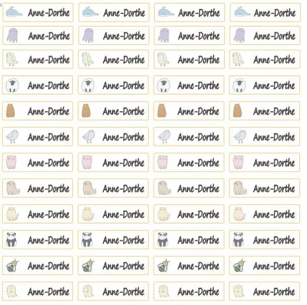 48 Navne Klistermærker - perfekt til drikkedunke eller madkasser
