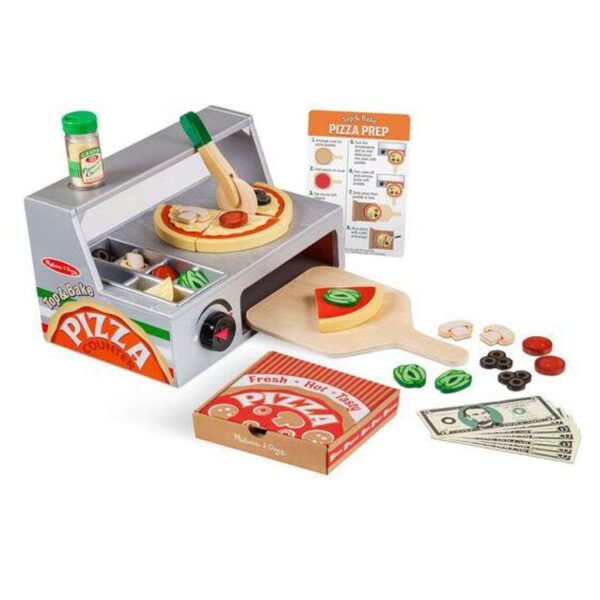 Melissa & Doug Legemad i træ Pizzaria butik med tilbehør