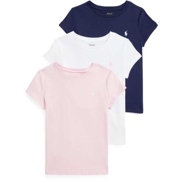 Polo Ralph Lauren White / Hintofpink /Newport Navy Girl Gaveæske Sæt 3-Pak T-Shirts - Str. M/8-10 år  M/8-10 år