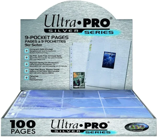 9-Pocket Pages Silver Blue 100 stk