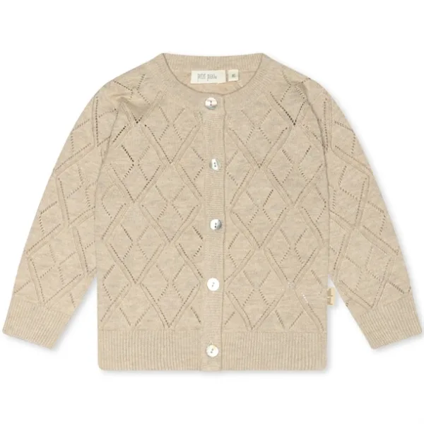 Petit Piao Cardigan Pointelle Check Pattern Champagne  104