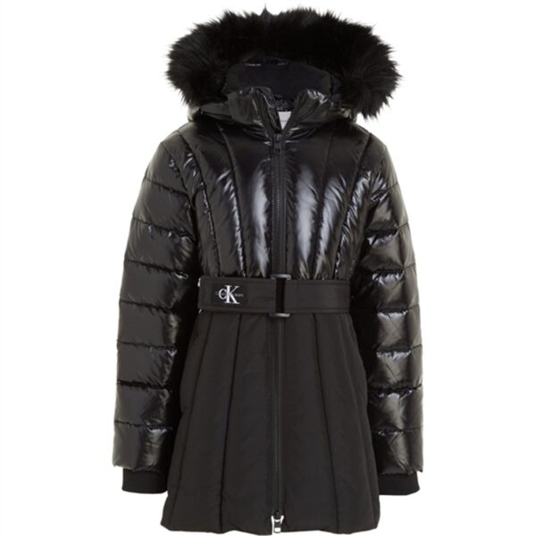 Calvin Klein Long Belted Puffer frakke Ck Black - Str. 14 år  14 år