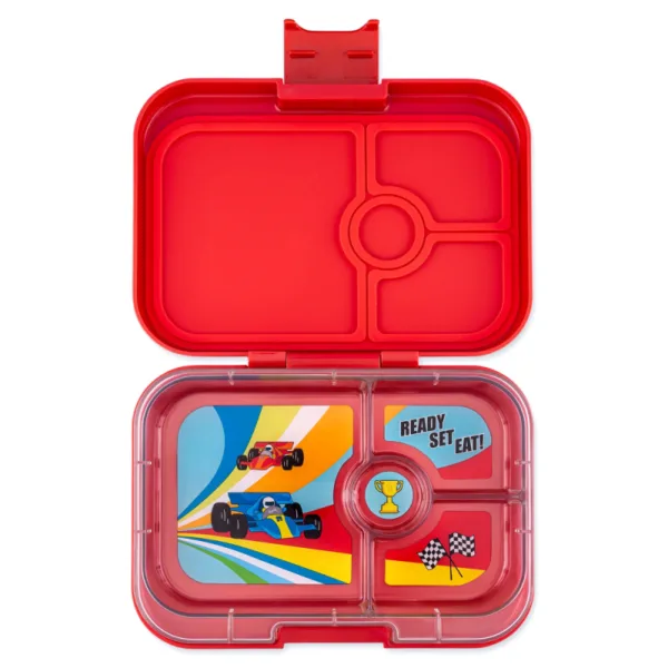 Yumbox bento madkasse 4 rum - Roar Red Race Cars