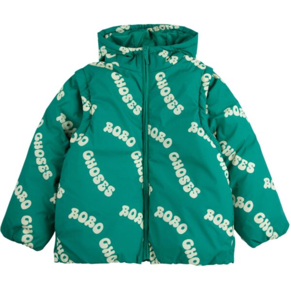 Bobo Choses Green Wavy Bobo Choses All Over Lys Vatteret Anorak - Str. 2-3 år  2-3 år