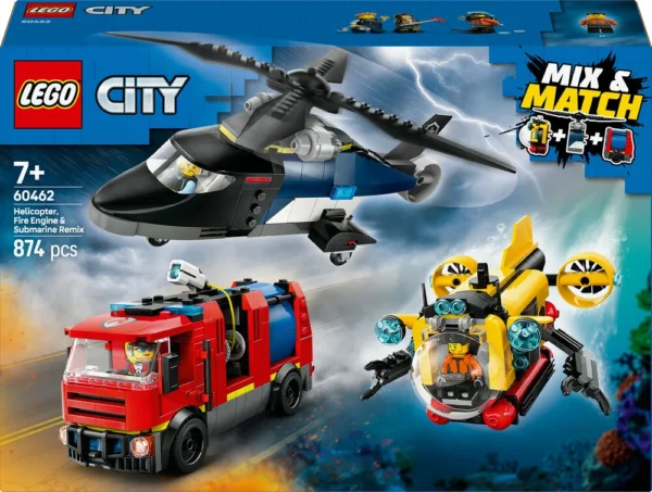 60462 LEGO City Great Vehicles Remix  helikopter, brandbil og ubåd