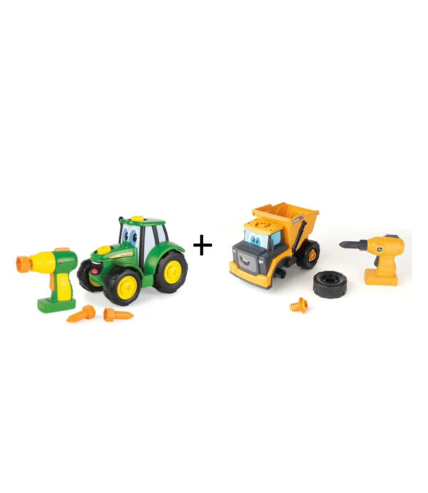 John Deere Johnny Byg En Traktor Og John Deere Build A Dump Truck Sæt - traktor - Legekammeraten.dk