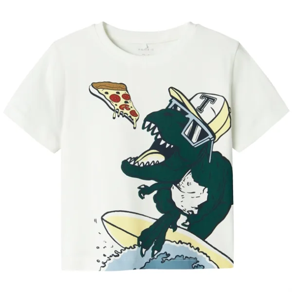 Name It T-shirt Dino - Cloud Dancer Forest Biome  116