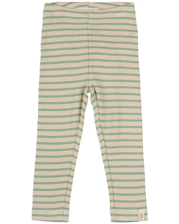 Petit Piao Leggings - Striber - Granite Green/Dark Off White  98