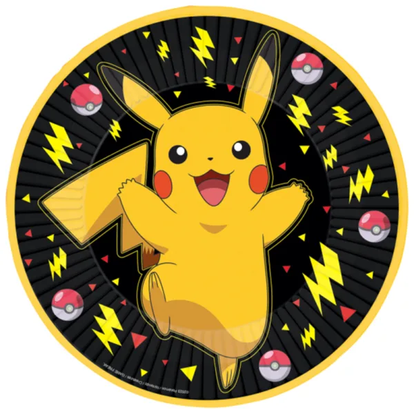 Pokemon paptallerkner med Pikachu - 8 stk.